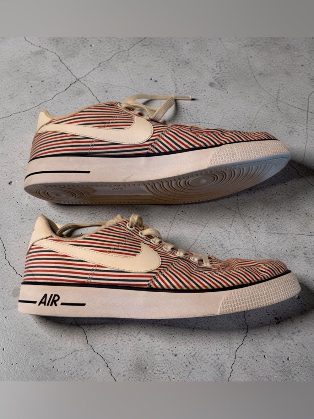 Nike Air Force 1 AC Stripe Canvas Sail Red Navy Low Top Retro Sneaker Sz 8.5 - Picture 1 of 7